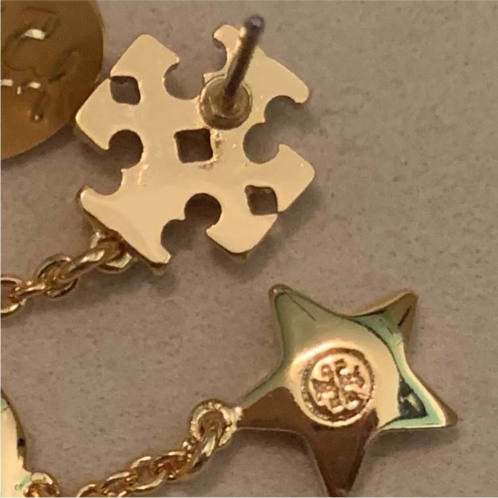 Tory Burch Kira crystal pave star & moon long drop earrings - Picture 6 of 8